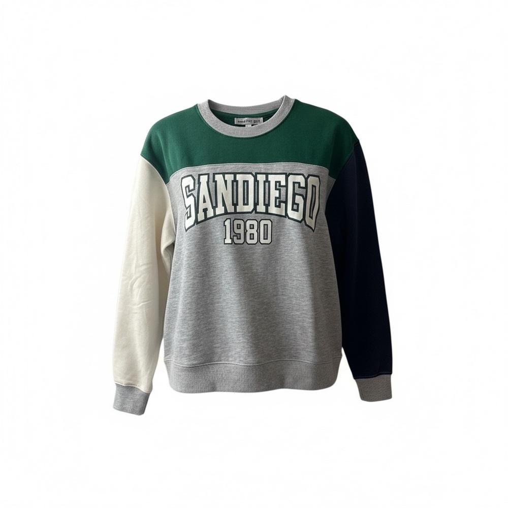 Sandiego 1980 Men's Crewneck Sweater - Green, Gray, and Cream